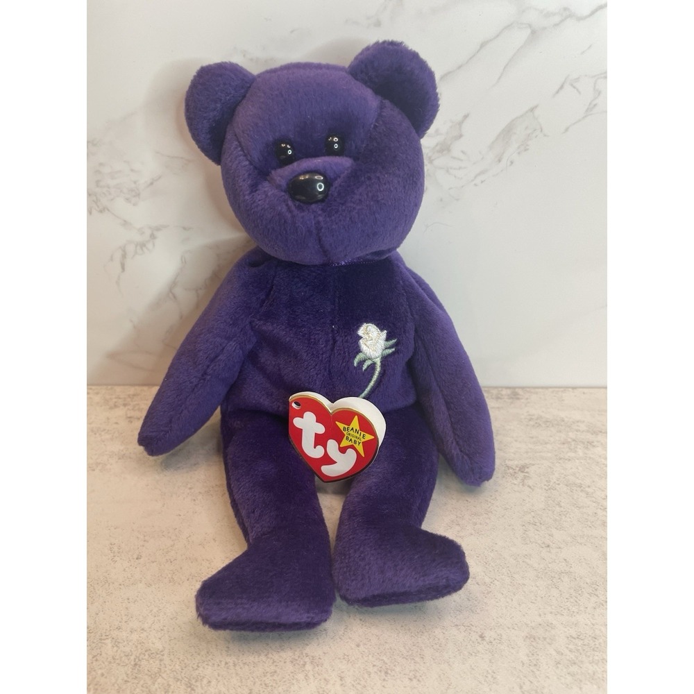 Vtg  PRINCESS DIANA 1997  TY Purple Beanie Baby Plush Toy Collectible - Picture 5 of 8